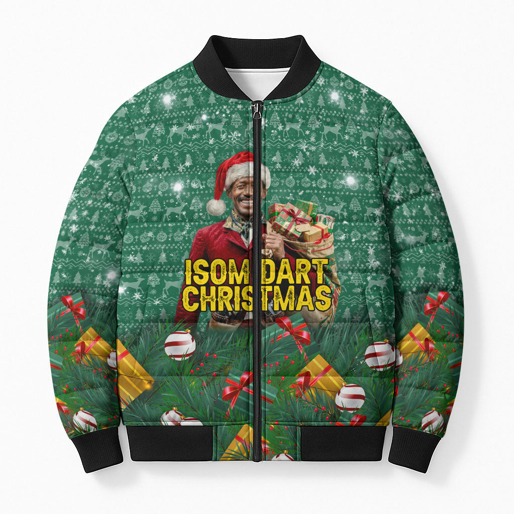 Isom Dart Christmas Bomber Puffer Jacket Black Cowboy Western Holiday Reindeer