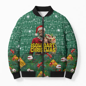 Isom Dart Christmas Bomber Puffer Jacket Black Cowboy Western Holiday Reindeer