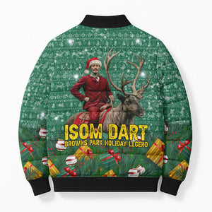 Isom Dart Christmas Bomber Puffer Jacket Black Cowboy Western Holiday Reindeer