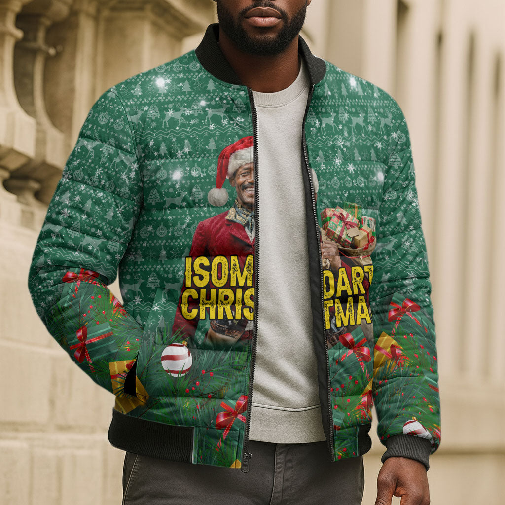 Isom Dart Christmas Bomber Puffer Jacket Black Cowboy Western Holiday Reindeer