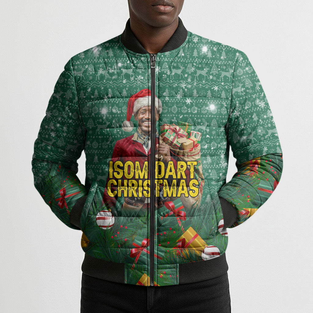 Isom Dart Christmas Bomber Puffer Jacket Black Cowboy Western Holiday Reindeer