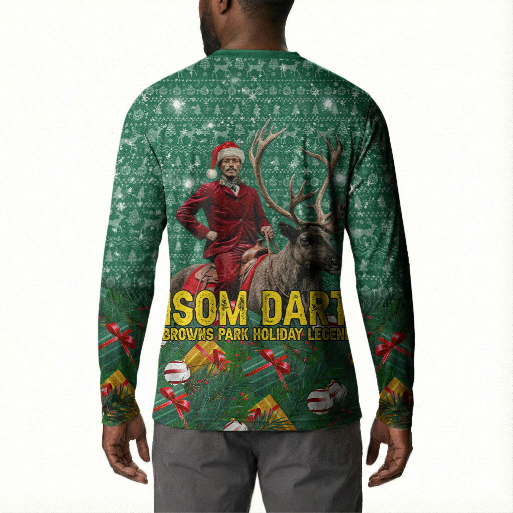 Isom Dart Christmas Button Sweatshirt Black Cowboy Western Holiday Reindeer