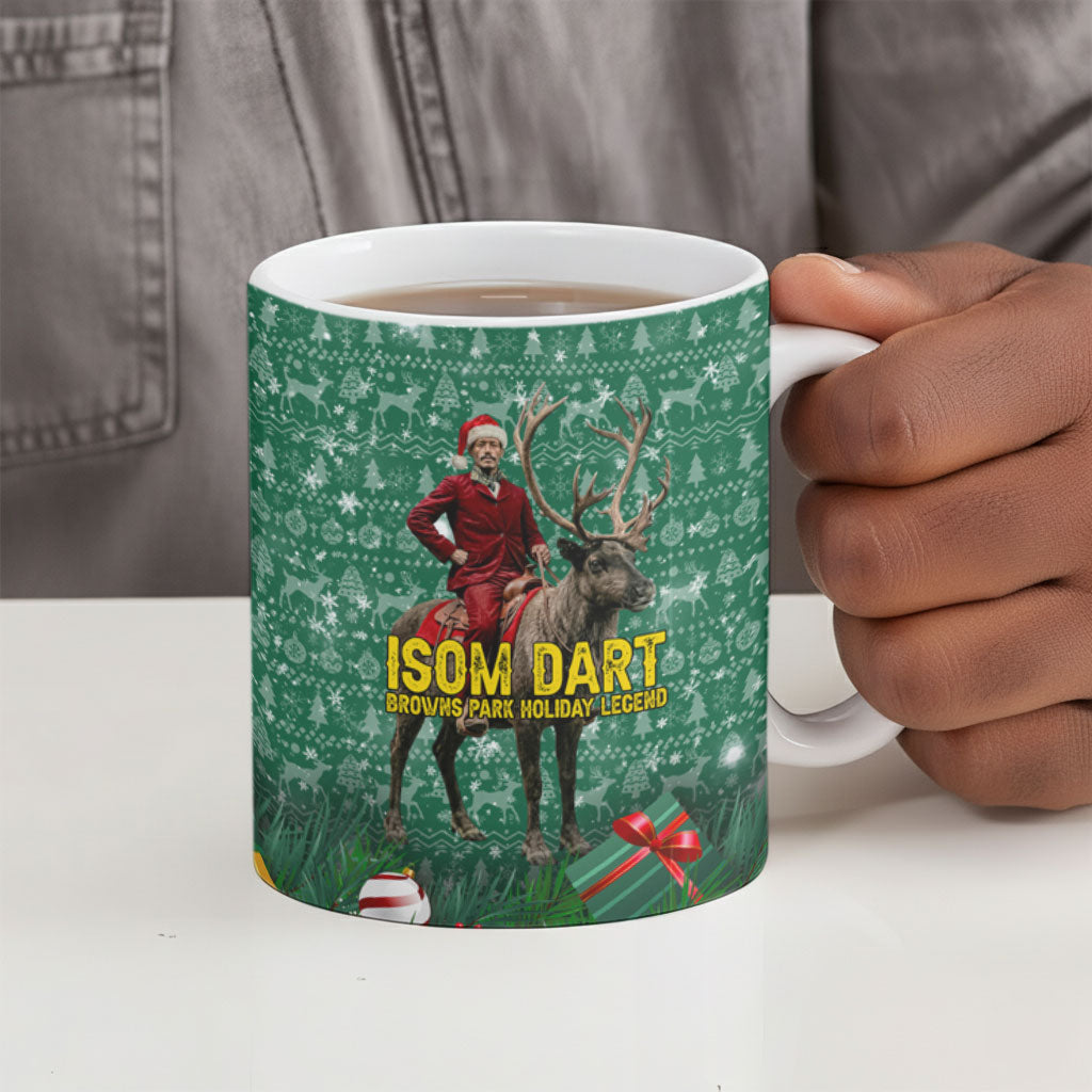 Isom Dart Christmas Ceramic Mug Black Cowboy Western Holiday Reindeer