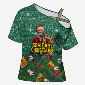 Isom Dart Christmas Cross Shoulder Shirt Black Cowboy Western Holiday Reindeer