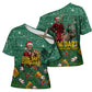 Isom Dart Christmas Cross Shoulder Shirt Black Cowboy Western Holiday Reindeer
