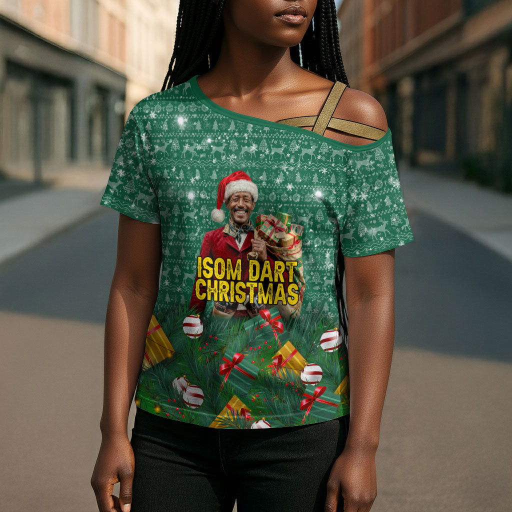 Isom Dart Christmas Cross Shoulder Shirt Black Cowboy Western Holiday Reindeer
