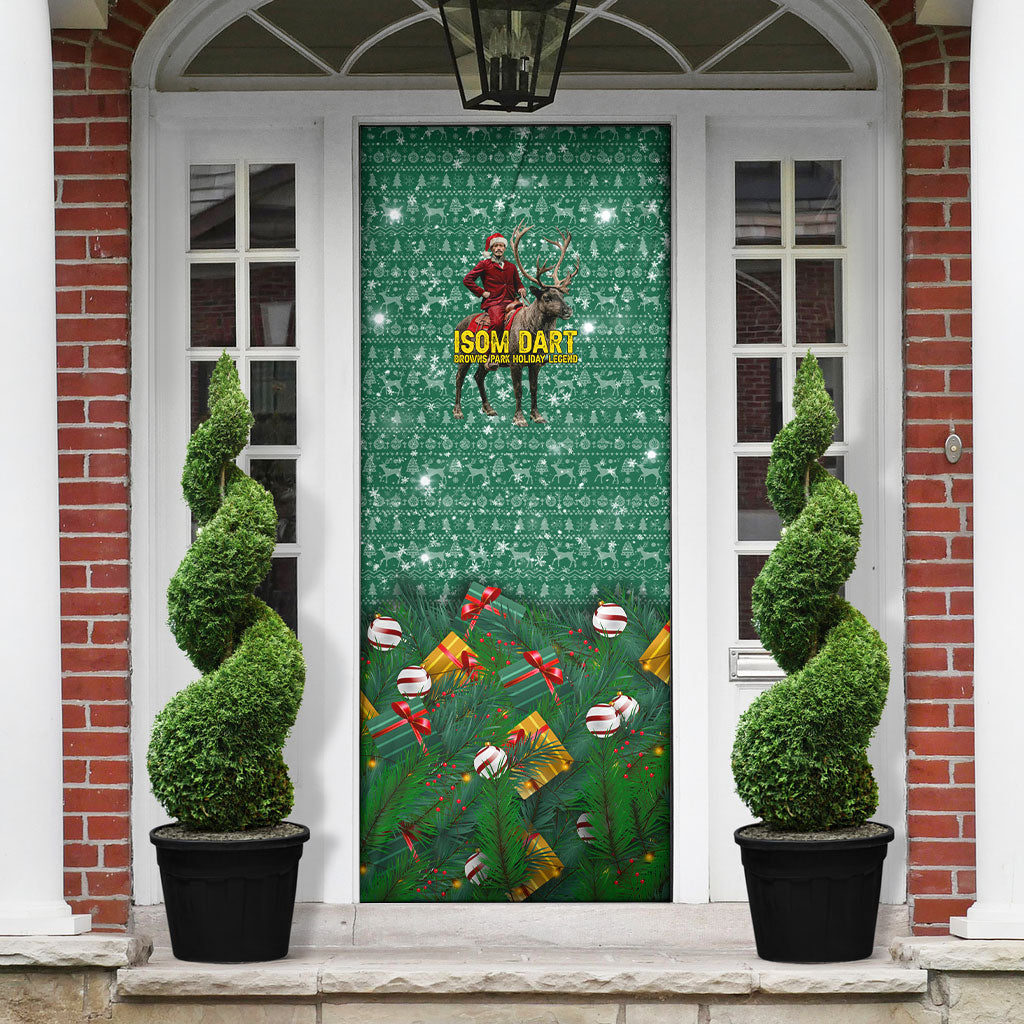 Isom Dart Christmas Door Cover Black Cowboy Western Holiday Reindeer