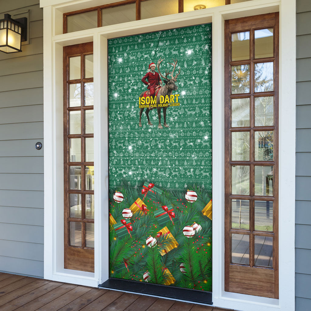Isom Dart Christmas Door Cover Black Cowboy Western Holiday Reindeer