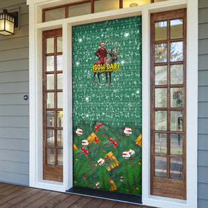Isom Dart Christmas Door Cover Black Cowboy Western Holiday Reindeer