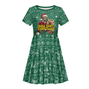 Isom Dart Christmas Kid Short Sleeve Dress Black Cowboy Western Holiday Reindeer