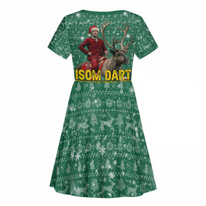 Isom Dart Christmas Kid Short Sleeve Dress Black Cowboy Western Holiday Reindeer