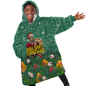 Isom Dart Christmas Kid Wearable Blanket Hoodie Black Cowboy Western Holiday Reindeer