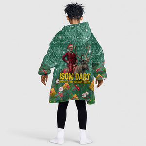 Isom Dart Christmas Kid Wearable Blanket Hoodie Black Cowboy Western Holiday Reindeer