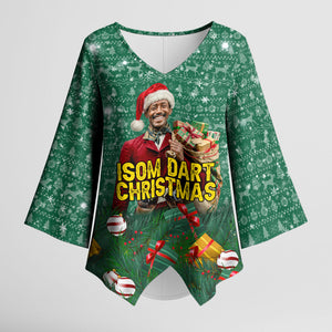 Isom Dart Christmas Kimono Sleeve Blouse Black Cowboy Western Holiday Reindeer