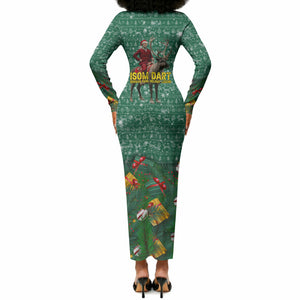 Isom Dart Christmas Long Sleeve Bodycon Dress Black Cowboy Western Holiday Reindeer