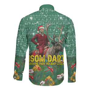 Isom Dart Christmas Long Sleeve Button Shirt Black Cowboy Western Holiday Reindeer