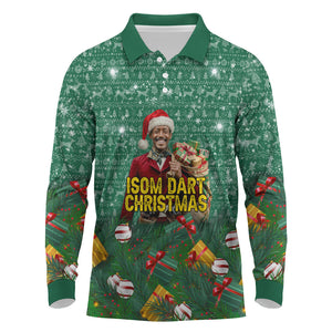 Isom Dart Christmas Long Sleeve Polo Shirt Black Cowboy Western Holiday Reindeer