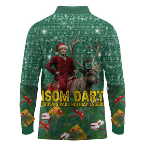 Isom Dart Christmas Long Sleeve Polo Shirt Black Cowboy Western Holiday Reindeer