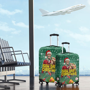 Isom Dart Christmas Luggage Cover Black Cowboy Western Holiday Reindeer