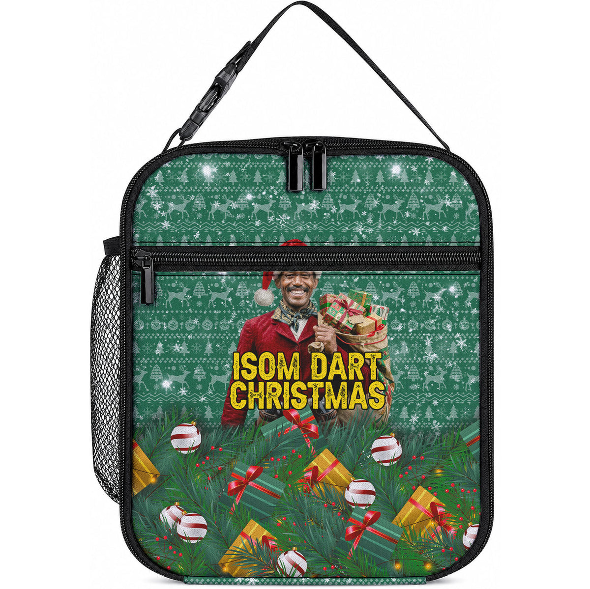 Isom Dart Christmas Lunch Bag Black Cowboy Western Holiday Reindeer