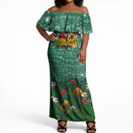 Isom Dart Christmas Off Shoulder Maxi Dress Black Cowboy Western Holiday Reindeer