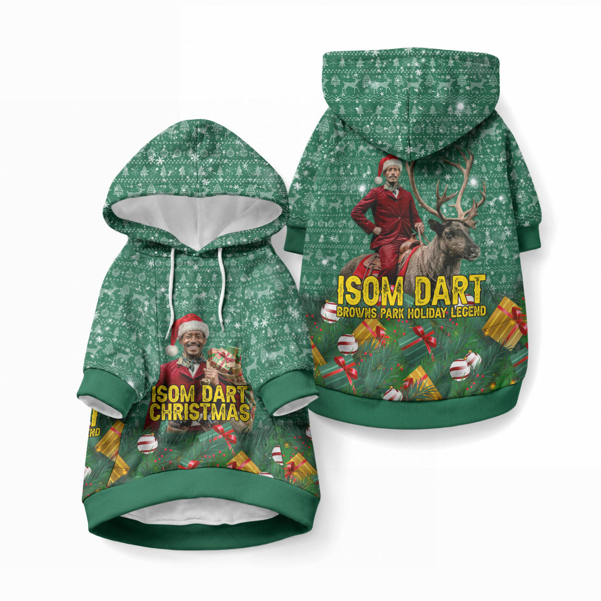 Isom Dart Christmas Pet Hoodie Black Cowboy Western Holiday Reindeer