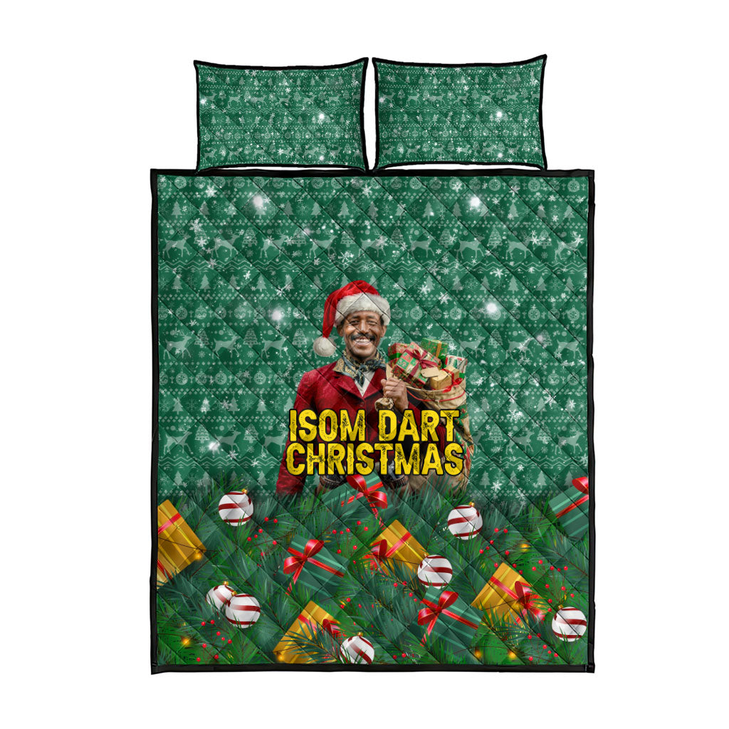 Isom Dart Christmas Quilt Bed Set Black Cowboy Western Holiday Reindeer