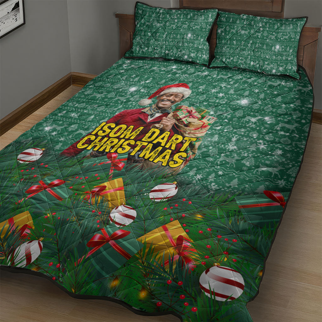 Isom Dart Christmas Quilt Bed Set Black Cowboy Western Holiday Reindeer