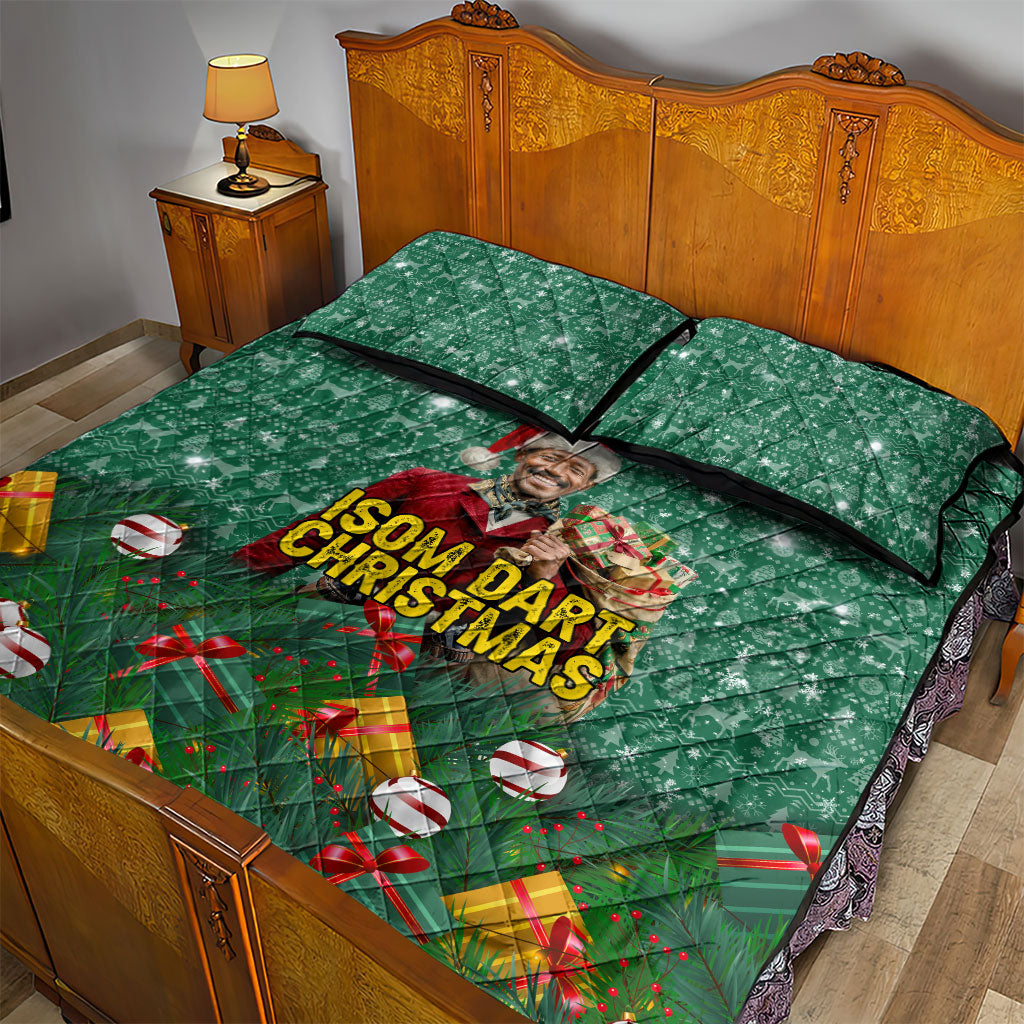 Isom Dart Christmas Quilt Bed Set Black Cowboy Western Holiday Reindeer