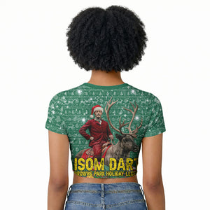 Isom Dart Christmas Raglan Cropped T shirt Black Cowboy Western Holiday Reindeer