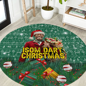 Isom Dart Christmas Round Carpet Black Cowboy Western Holiday Reindeer