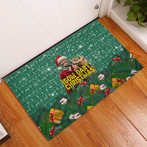 Isom Dart Christmas Rubber Doormat Black Cowboy Western Holiday Reindeer