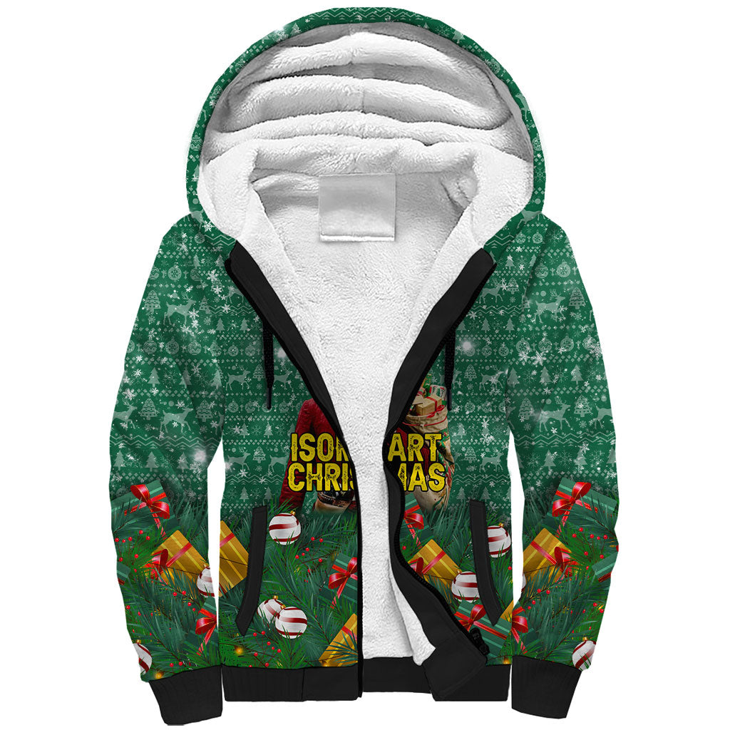 Isom Dart Christmas Sherpa Hoodie Black Cowboy Western Holiday Reindeer