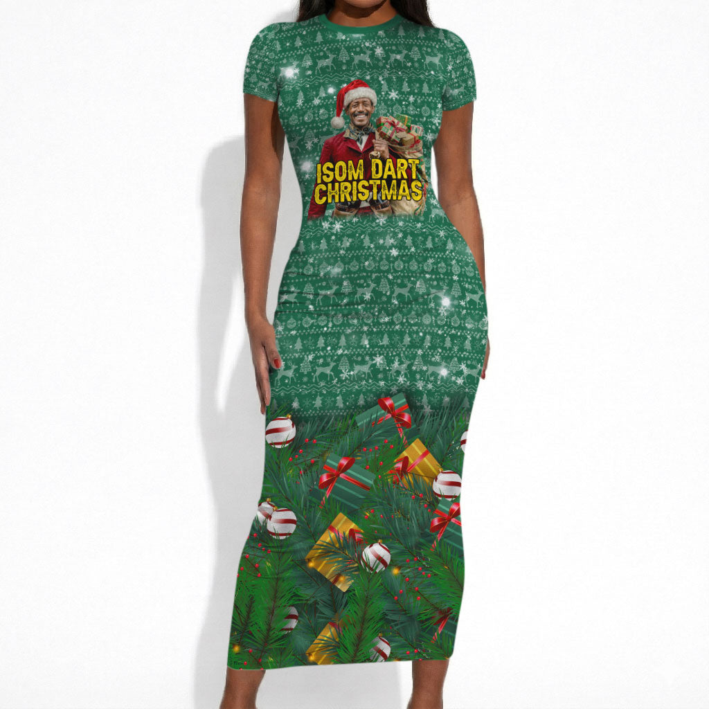 Isom Dart Christmas Short Sleeve Bodycon Dress Black Cowboy Western Holiday Reindeer