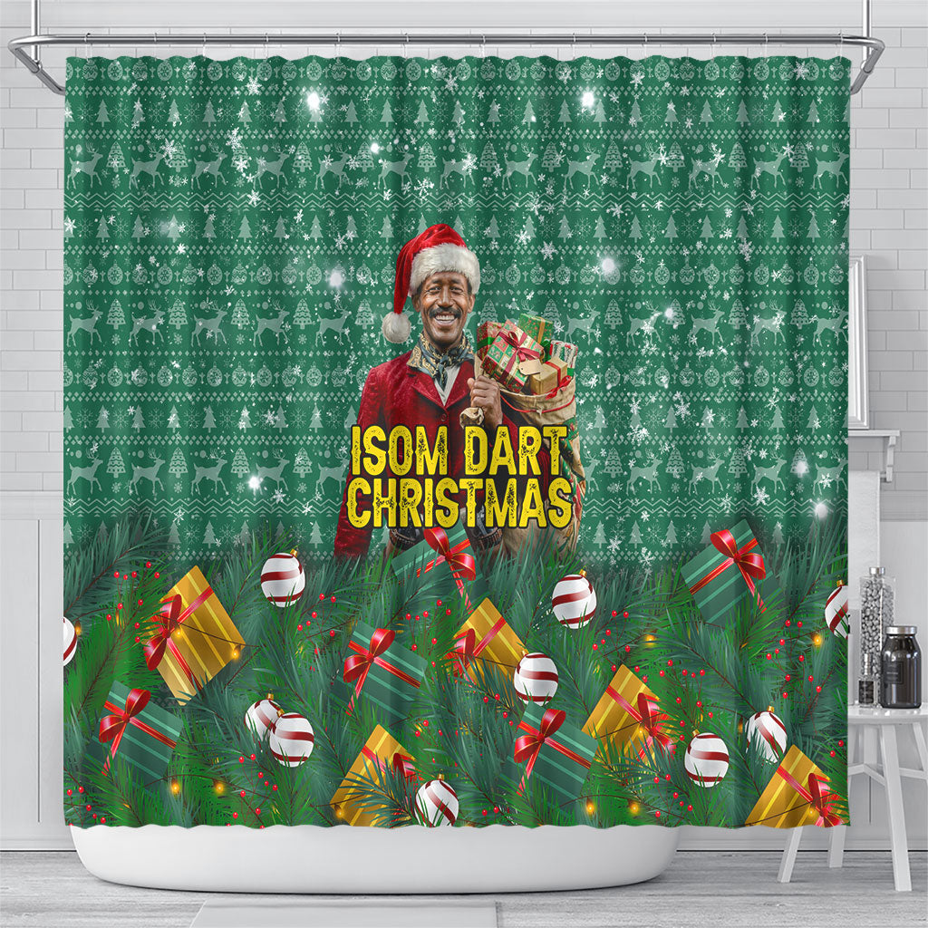 Isom Dart Christmas Shower Curtain Black Cowboy Western Holiday Reindeer