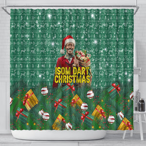 Isom Dart Christmas Shower Curtain Black Cowboy Western Holiday Reindeer
