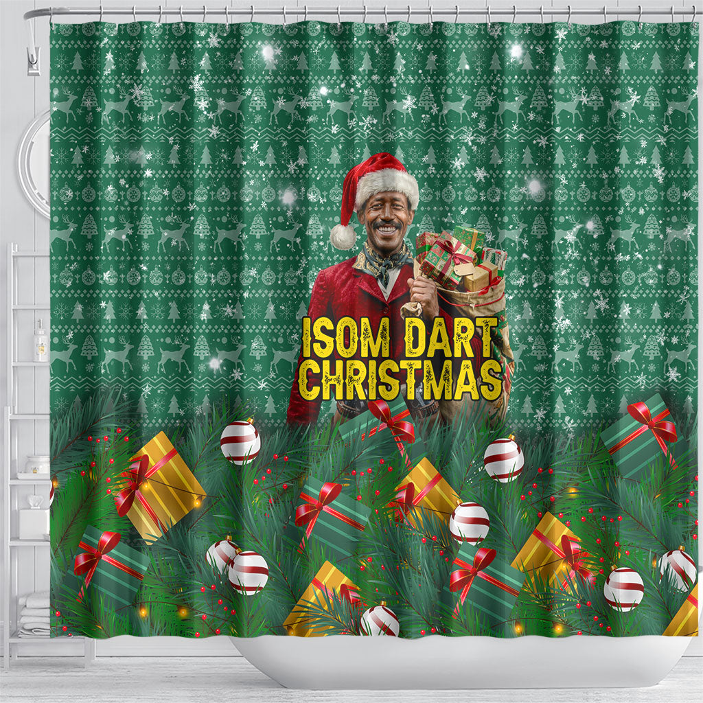 Isom Dart Christmas Shower Curtain Black Cowboy Western Holiday Reindeer