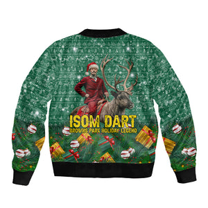 Isom Dart Christmas Sleeve Zip Bomber Jacket Black Cowboy Western Holiday Reindeer