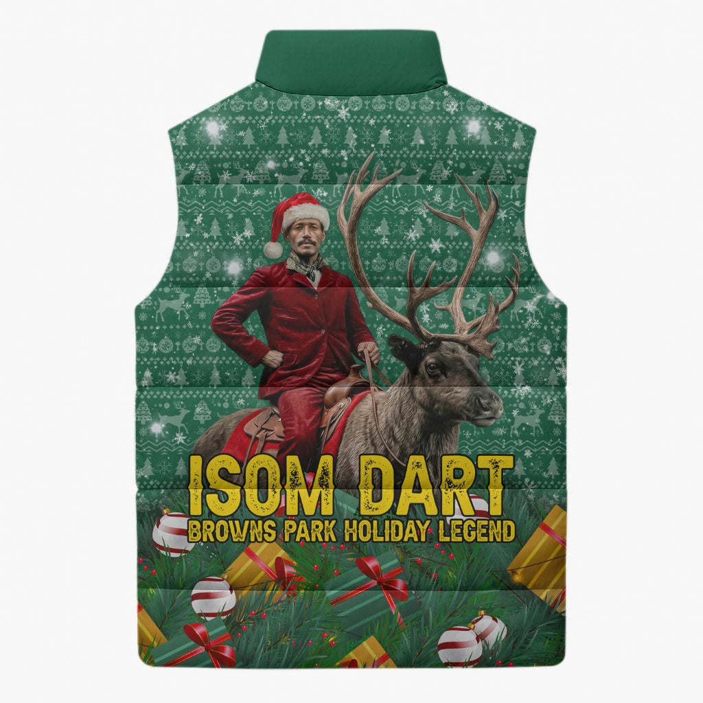 Isom Dart Christmas Sleeveless Puffer Jacket Black Cowboy Western Holiday Reindeer