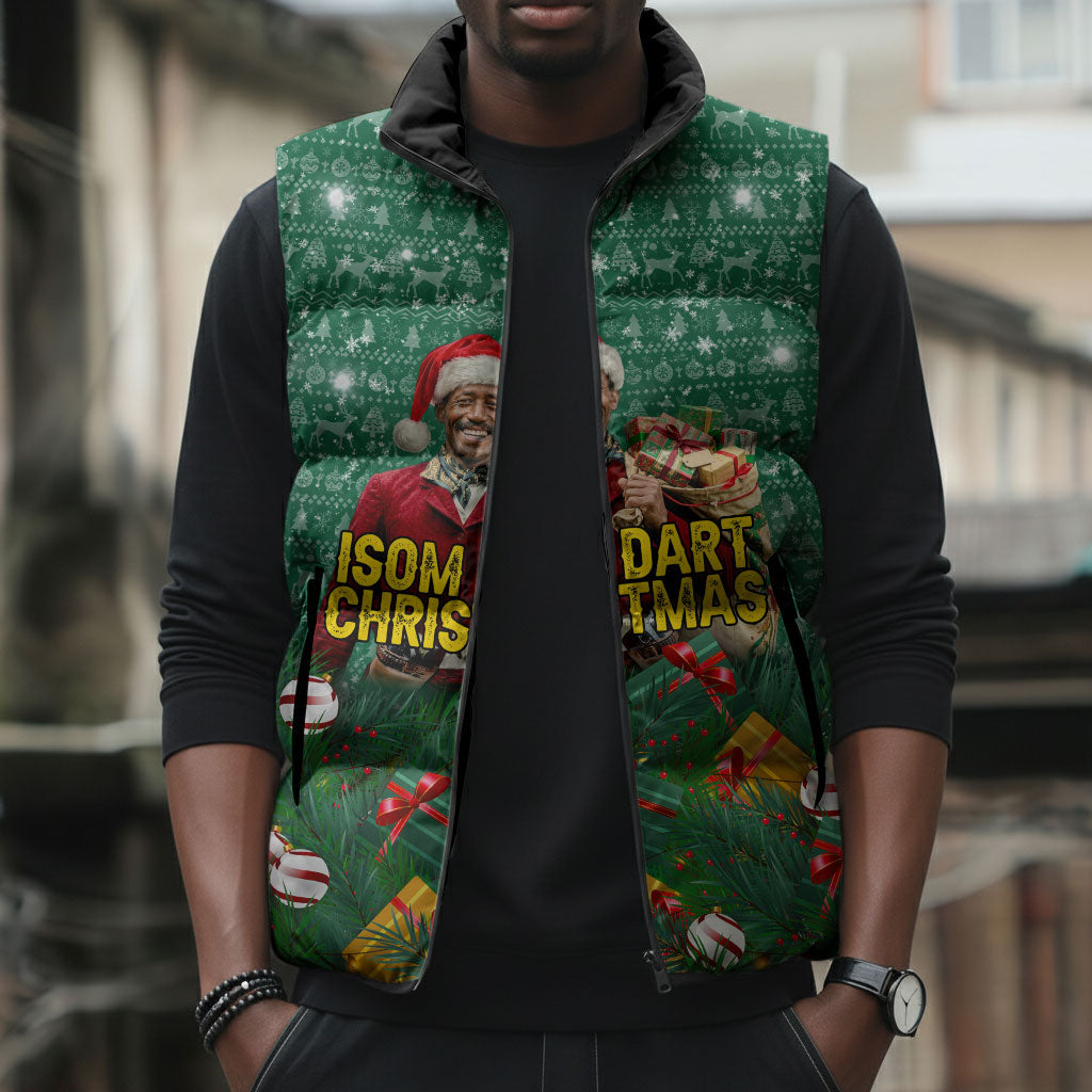 Isom Dart Christmas Sleeveless Puffer Jacket Black Cowboy Western Holiday Reindeer
