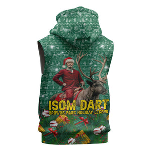 Isom Dart Christmas Sleeveless Zip Hoodie Black Cowboy Western Holiday Reindeer