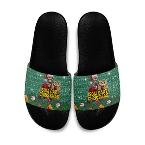 Isom Dart Christmas Slide Sandals Black Cowboy Western Holiday Reindeer