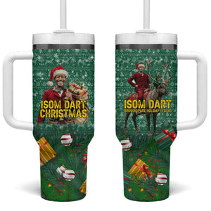 Isom Dart Christmas Tumbler With Handle Black Cowboy Western Holiday Reindeer