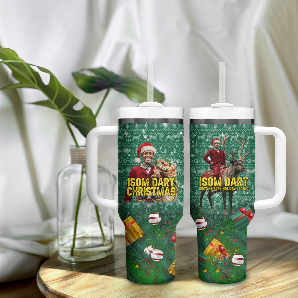 Isom Dart Christmas Tumbler With Handle Black Cowboy Western Holiday Reindeer