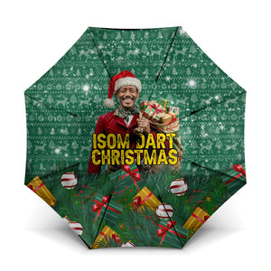 Isom Dart Christmas Umbrella Black Cowboy Western Holiday Reindeer