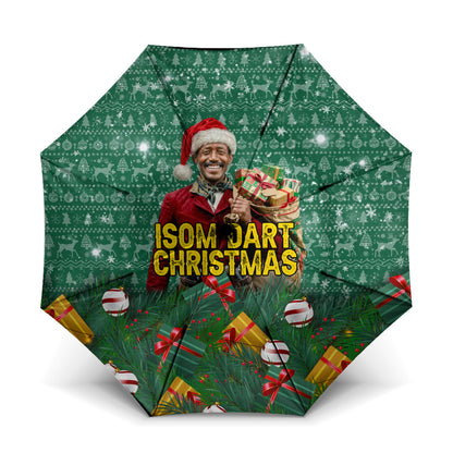 Isom Dart Christmas Umbrella Black Cowboy Western Holiday Reindeer