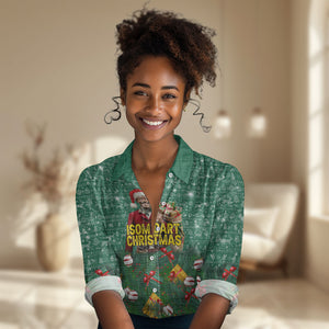 Isom Dart Christmas Women Casual Shirt Black Cowboy Western Holiday Reindeer