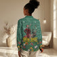 Isom Dart Christmas Women Casual Shirt Black Cowboy Western Holiday Reindeer