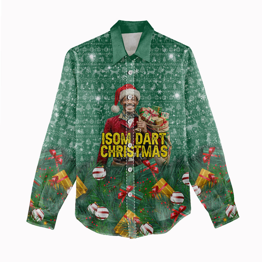 Isom Dart Christmas Women Casual Shirt Black Cowboy Western Holiday Reindeer