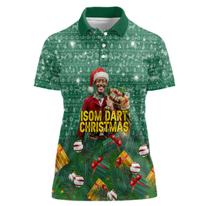 Isom Dart Christmas Women Polo Shirt Black Cowboy Western Holiday Reindeer